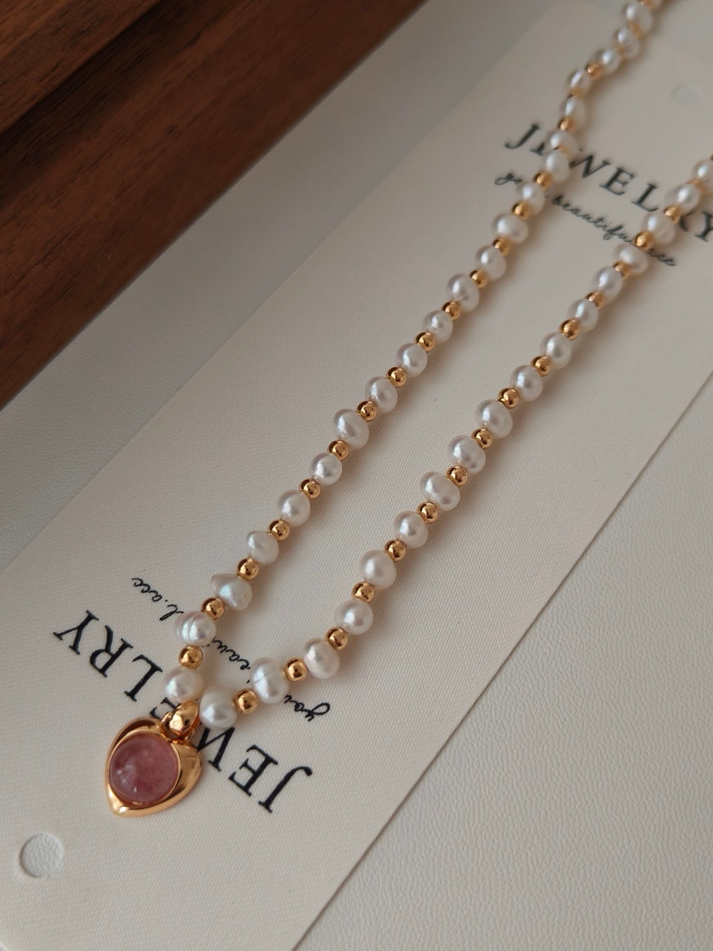 Strawberry Quartz Pearl Necklace