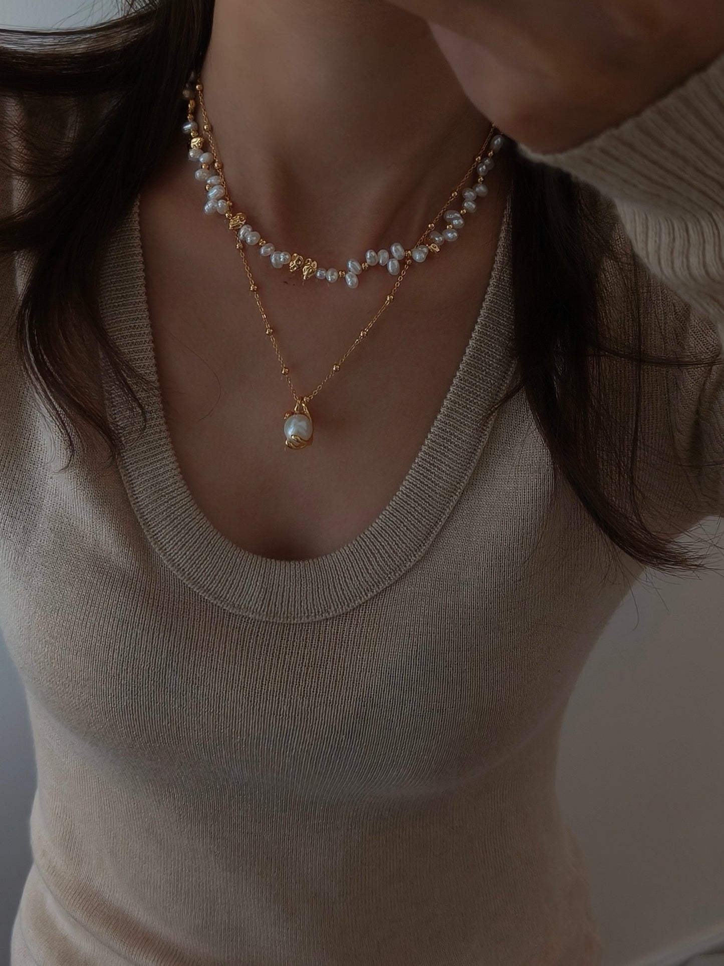 Customizable Layered Pearl Necklace