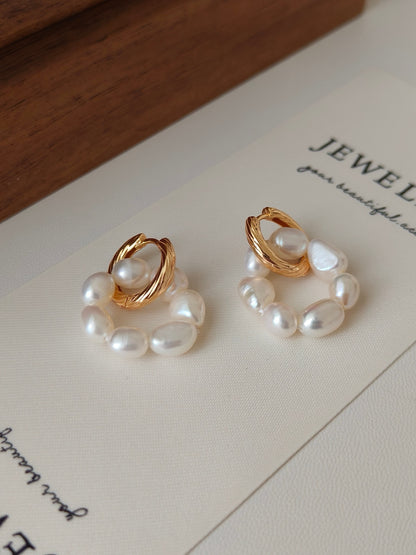 18K Gold Pearl Strand Earrings