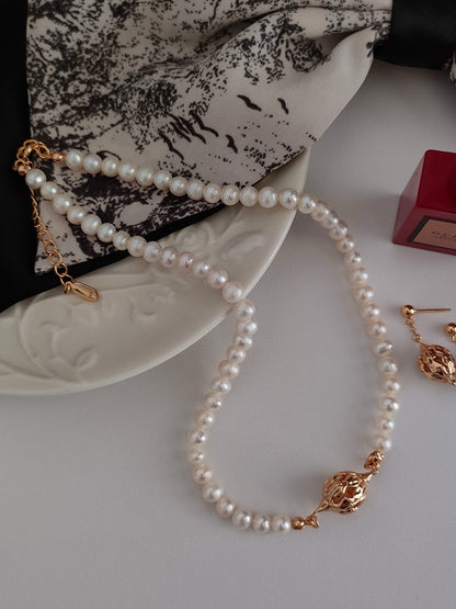 Hollow Sphere Pearl Necklace