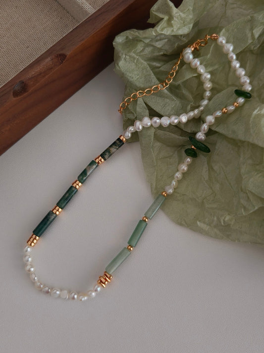 Layerable Moss Agate Necklace