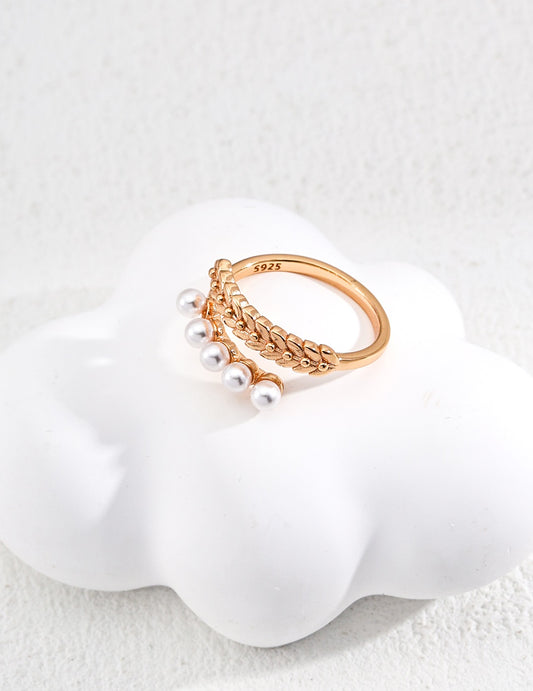 Sterling Silver Faux Pearl Design Ring