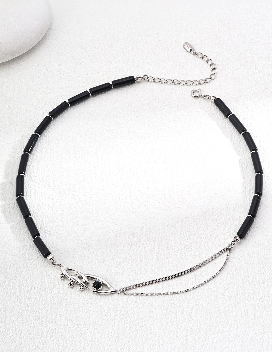 Sterling Silver Vintage Black Onyx Necklace