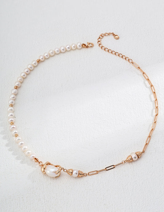 Sterling Silver Natural Pearl Necklace