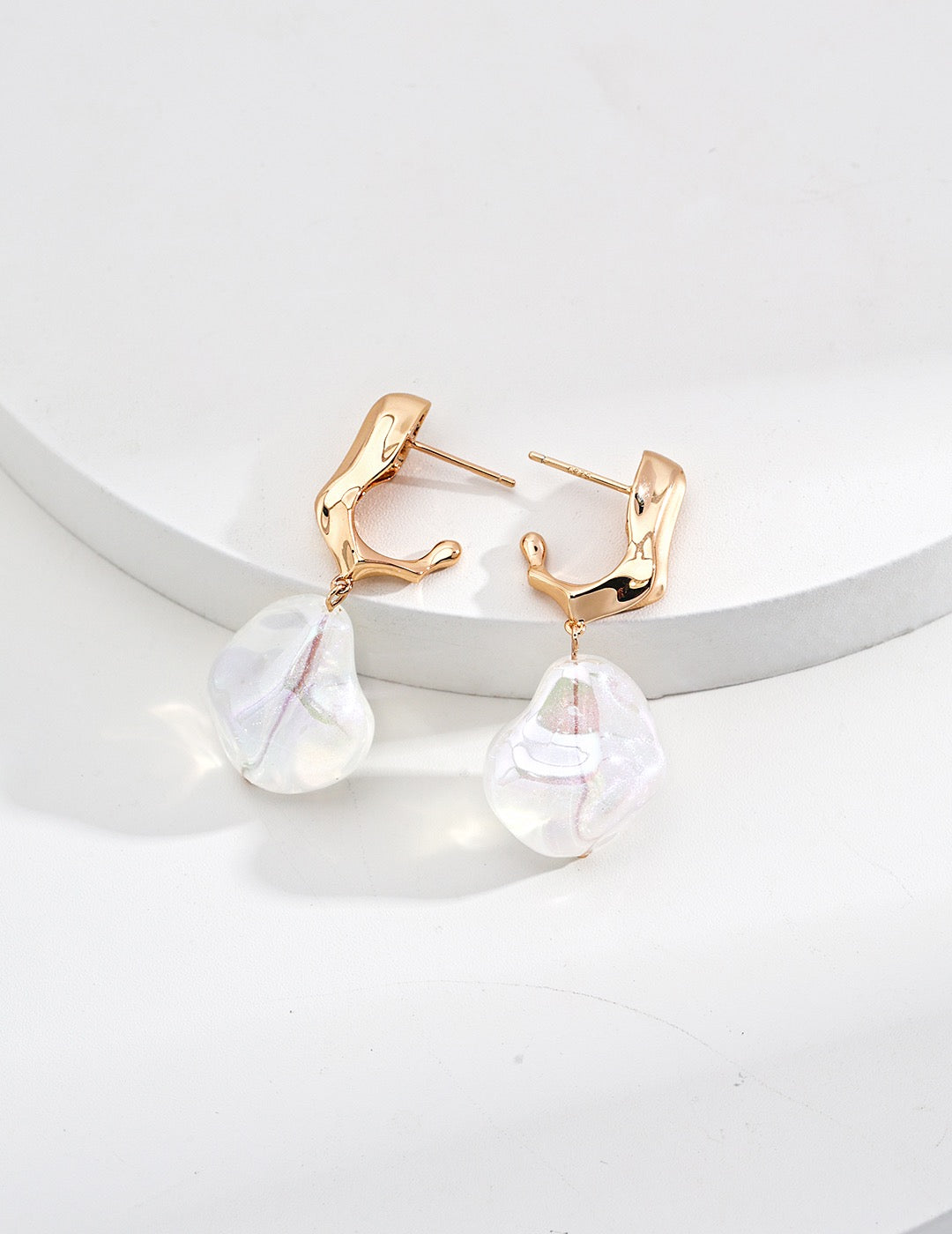 Rare Natural Pearl & Resin Earrings