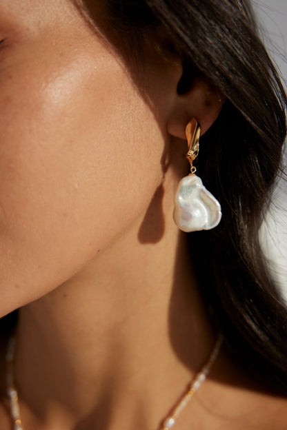 Rare Natural Pearl & Resin Earrings