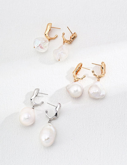 Rare Natural Pearl & Resin Earrings