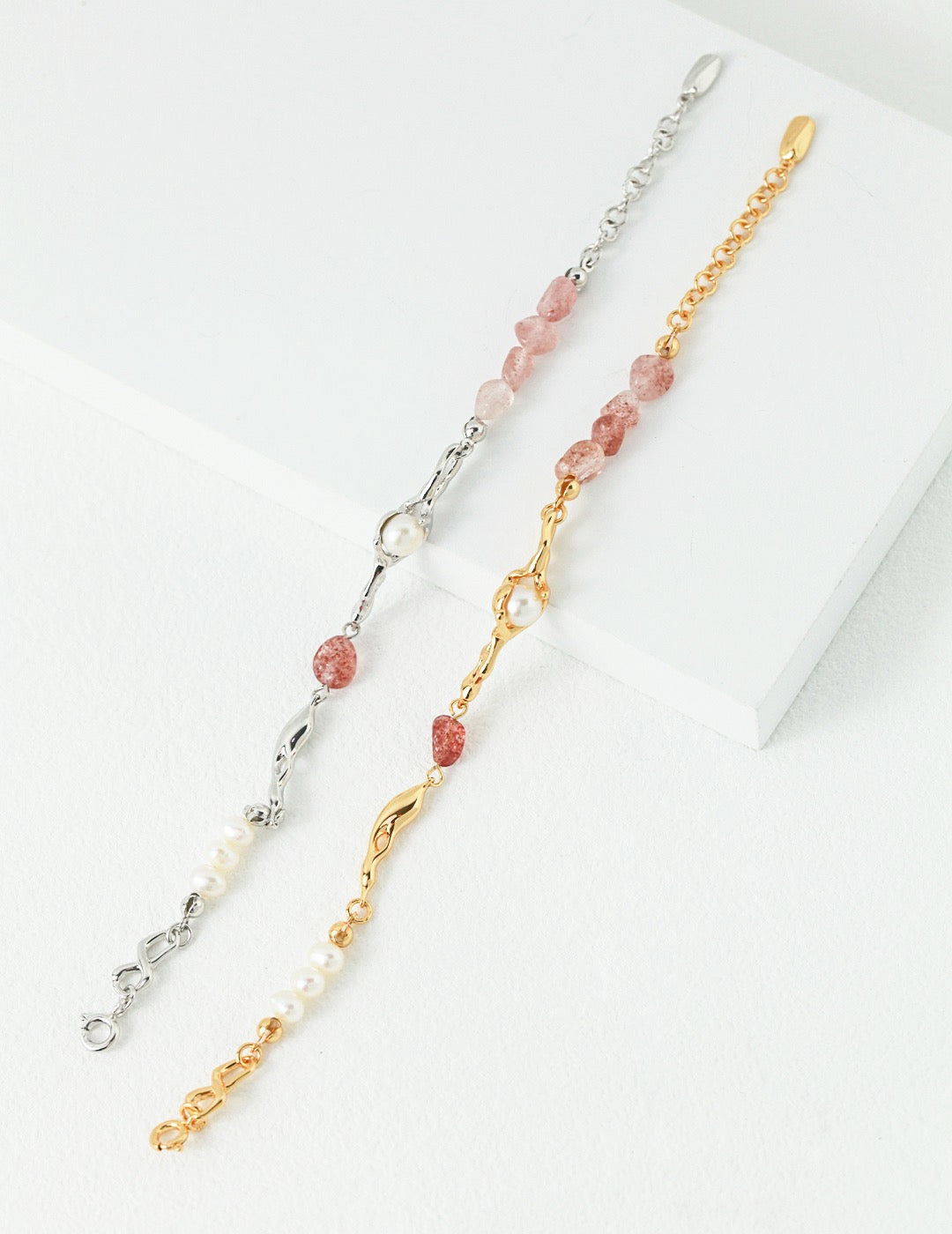 Strawberry Quartz Pearl Bracelet