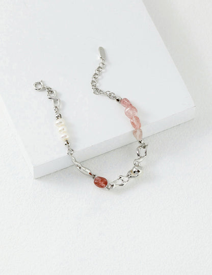 Strawberry Quartz Pearl Bracelet