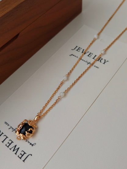 Golden Black Onyx Necklace