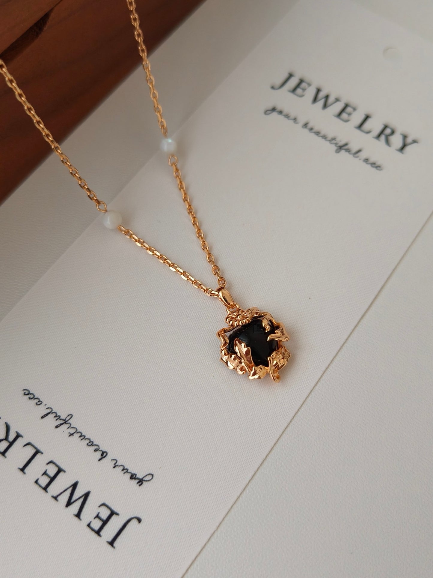 Golden Black Onyx Necklace