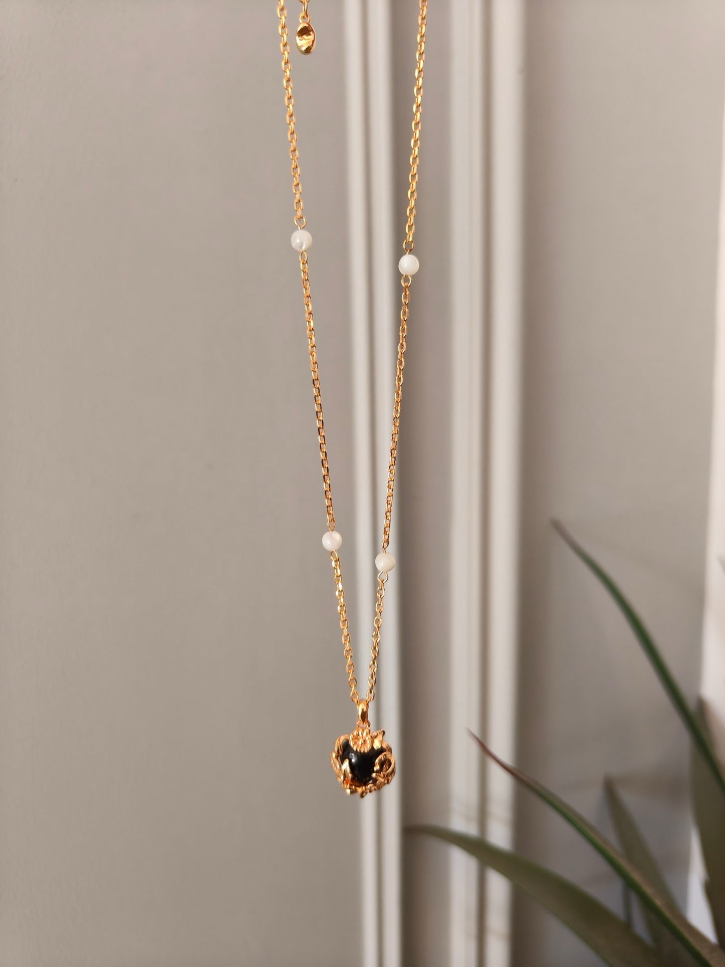 Golden Black Onyx Necklace