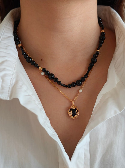 Golden Black Onyx Necklace